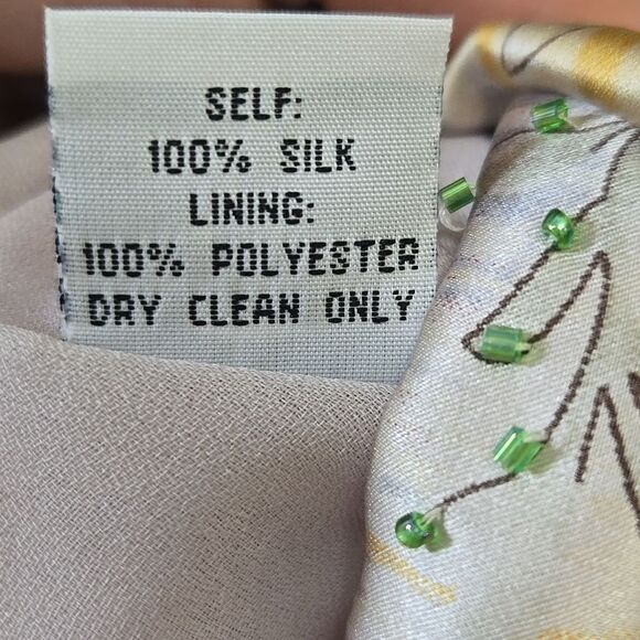 Vintage Lapis Y2K Fairy Silk Dress Size Large Beaded Asymetric Floral Midi Max - Picture 10 of 16